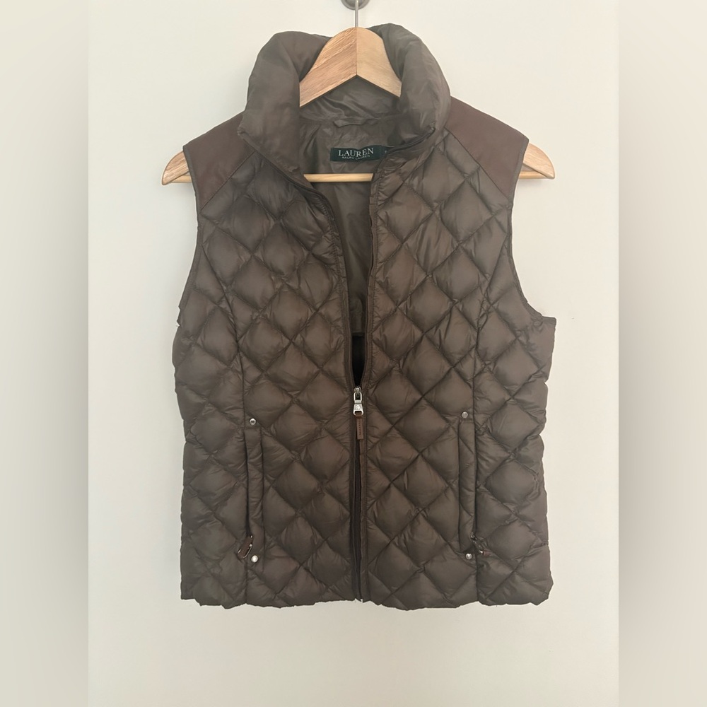 Lauren Ralph Lauren Brown Quilted Puffer Vest